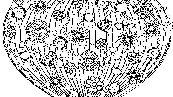 раскраска онлайн Сердце ко дню Святого Валентина