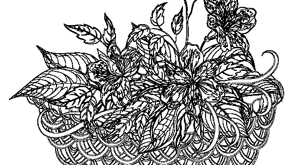 раскраска онлайн Корзина с цветами