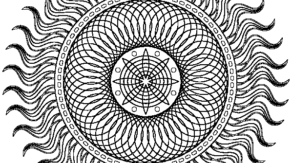 раскраска онлайн Мандала Огненый шар